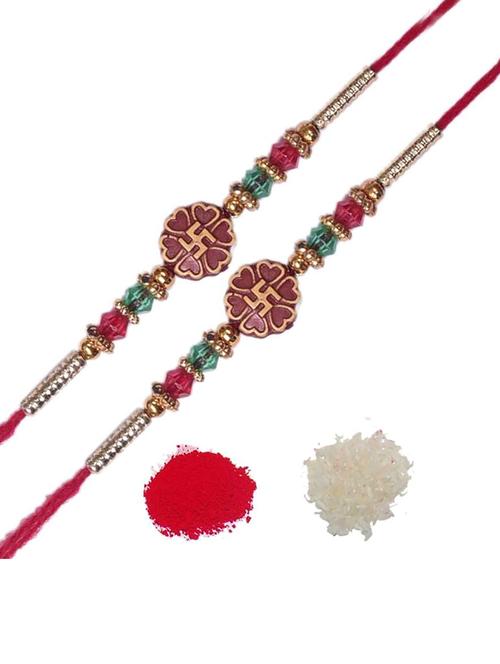 purvani pack of 2 rakhi set with roli chawal & card - 20059437 - Very Small Image - 1