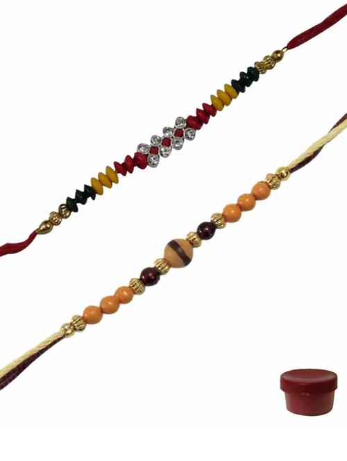 purvani pack of 2 rakhi set with roli chawal & card - 20059452 - Very Small Image - 1