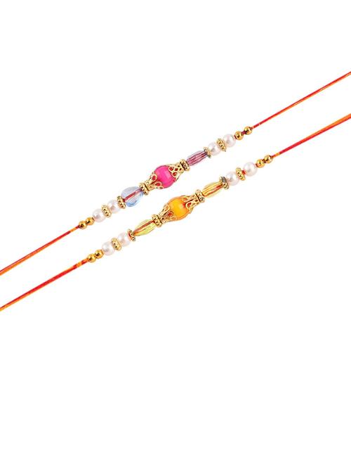 purvani pack of 2 rakhi set with roli chawal & card - 20059459 - Very Small Image - 1
