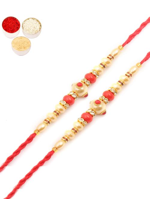 purvani pack of 2 rakhi set with roli chawal & card - 20059507 - Very Small Image - 1