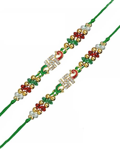 purvani pack of 2 rakhi set with roli chawal & card - 20059515 - Very Small Image - 1