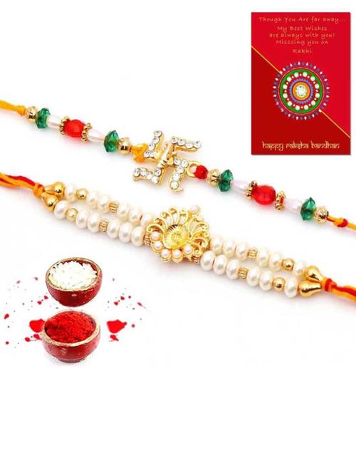 purvani pack of 2 rakhi set with roli chawal & card - 20059551 - Very Small Image - 1