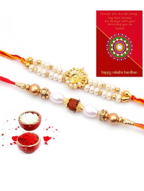 purvani pack of 2 rakhi set with roli chawal & card - 20059553 - Very Small Image - 1