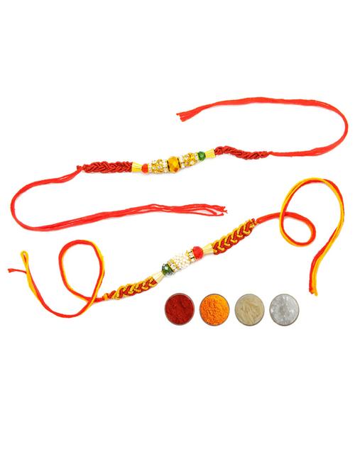 purvani pack of 2 rakhi set with roli chawal & card - 20059570 - Very Small Image - 1