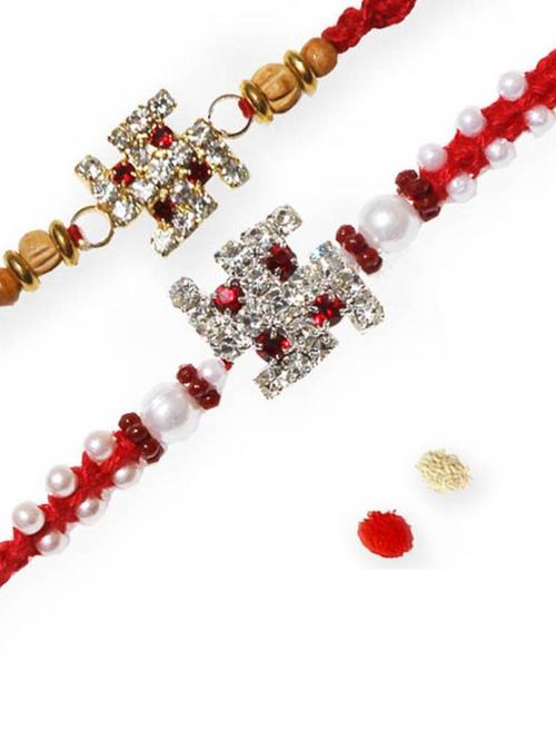 purvani pack of 2 rakhi set with roli chawal & card - 20059603 - Very Small Image - 1