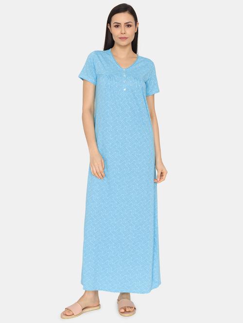 v-neck printed nighty - 20059697 - Very Small Image - 1
