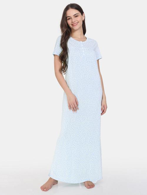 round neck printed nighty - 20059700 - Very Small Image - 1