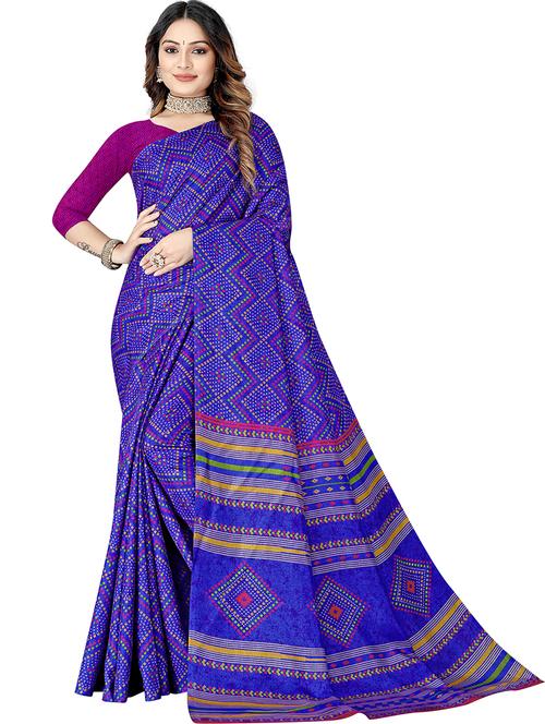 blue color bandhani print saree with blouse - 20060015 - Very Small Image - 1