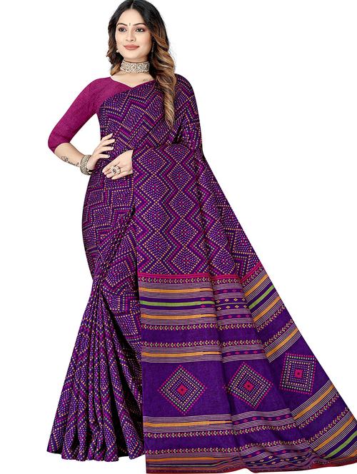 purple color bandhani print saree with blouse - 20060019 - Very Small Image - 1