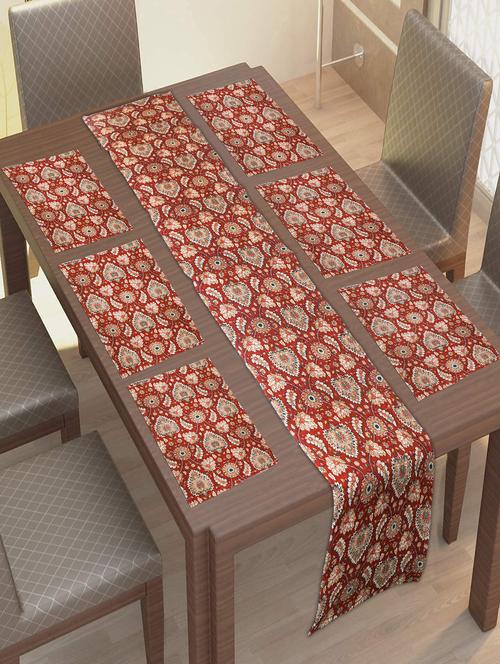 texstylers cotton rug fabric 13 x 19 inches digital print assorted table placemats and 1 runner set - 20060041 - Very Small Image - 1