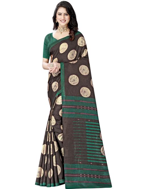 black printed saree with blouse - 20060121 - Very Small Image - 1