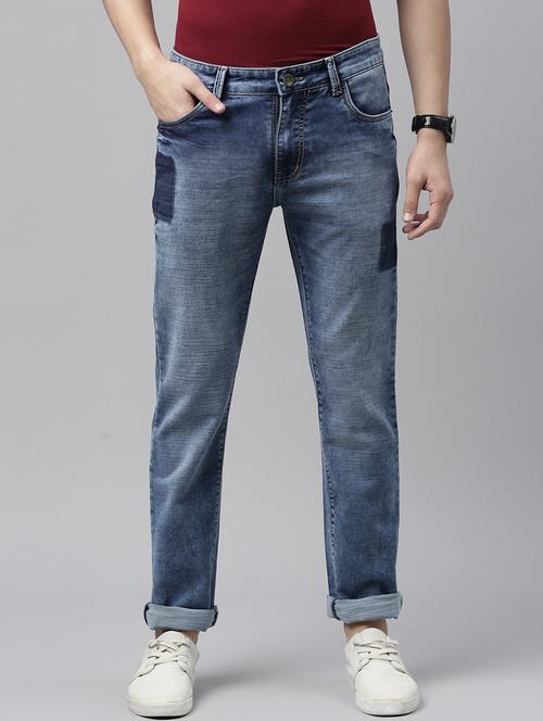 blue cotton plain jeans - 20060327 - Very Small Image - 1