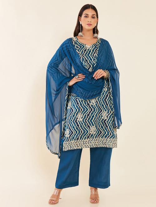 printed unstitched palazzo suits - 20060428 - Very Small Image - 1