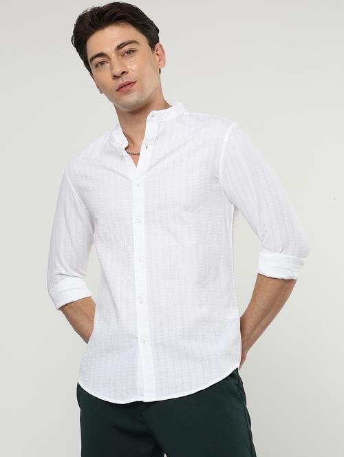 mens self design casual shirt - 20060486 - Very Small Image - 1
