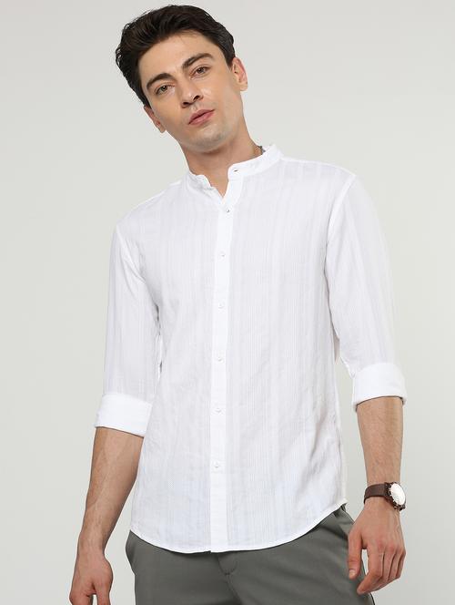 mens self design casual shirt - 20060496 - Very Small Image - 1