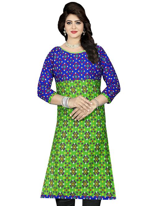 round neck printed a-line kurti - 20060562 - Very Small Image - 1