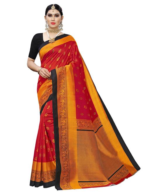 red art silk saree with blouse - 20060699 - Very Small Image - 1