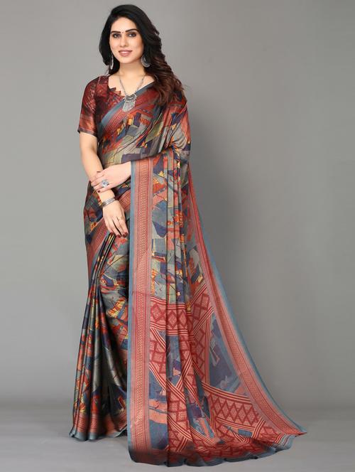 multi colored chiffon saree - 20060725 - Very Small Image - 1