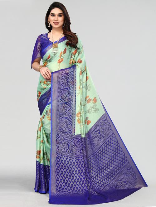 multi colored chiffon saree with blouse - 20060737 - Very Small Image - 1