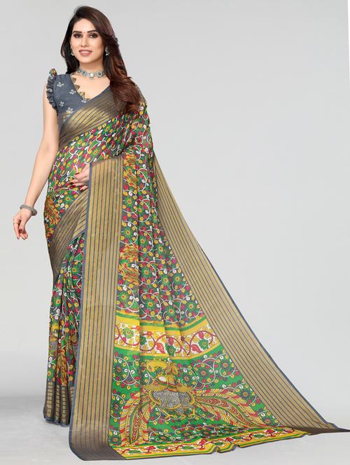 grey chiffon saree - 20060745 - Very Small Image - 1