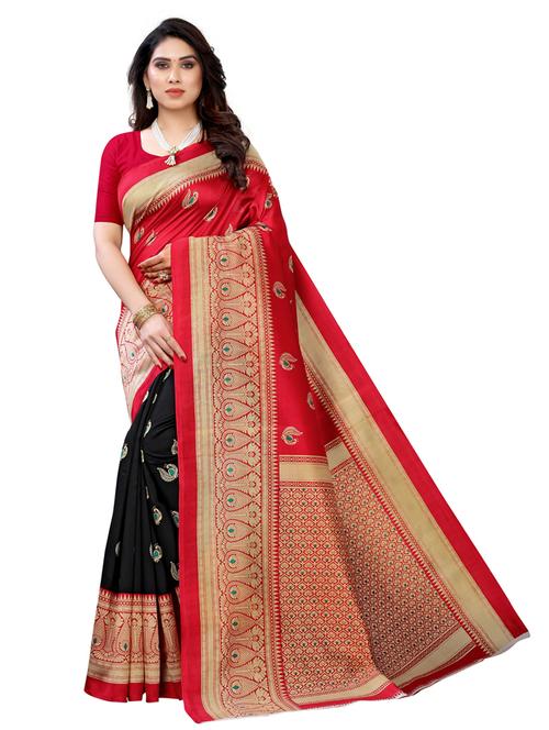 black printed saree with blouse - 20060757 - Very Small Image - 1