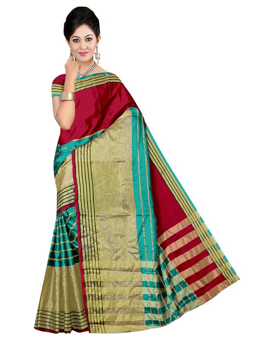 multi colored stripes woven saree with blouse - 20060789 - Very Small Image - 1