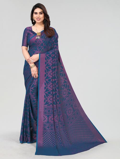 printed woven saree with blouse - 20060847 - Very Small Image - 1