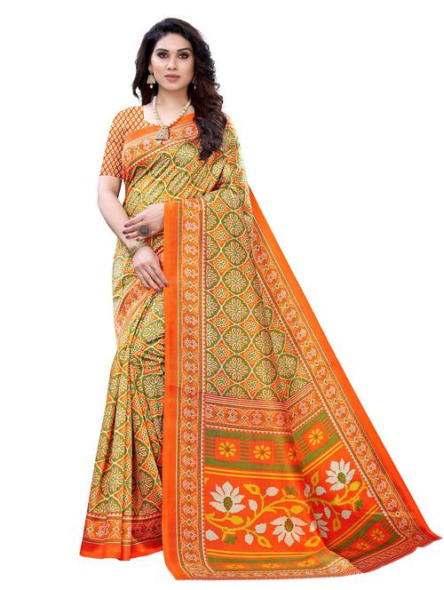 orange woven saree with blouse - 20060863 - Very Small Image - 1