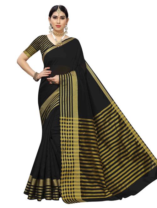 black woven saree with blouse - 20060874 - Very Small Image - 1