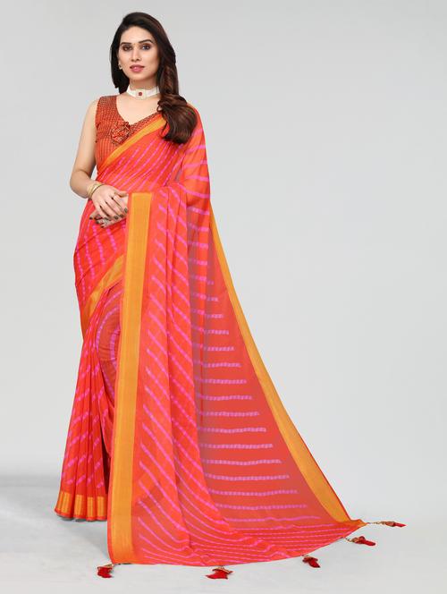 orange kota doria saree with blouse - 20060876 - Very Small Image - 1