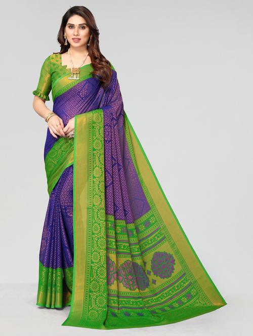 blue woven saree with blouse - 20060900 - Very Small Image - 1