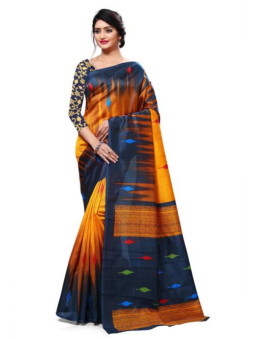 yellow woven saree with blouse - 20060905 - Very Small Image - 1