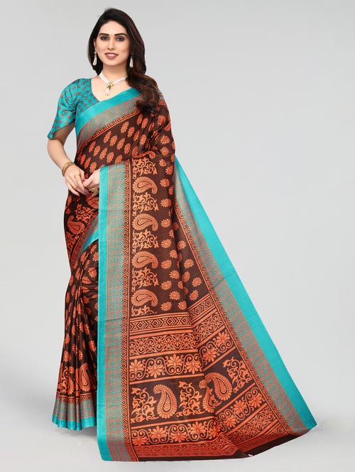 orange woven saree with blouse - 20060930 - Very Small Image - 1