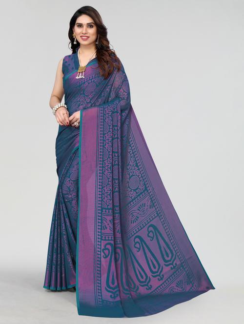 light green chiffon saree with blouse - 20061005 - Very Small Image - 1