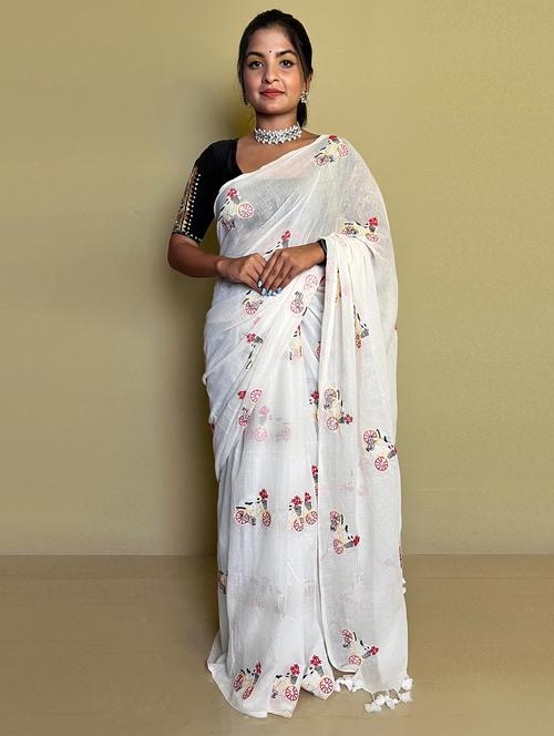 women's self design white colored saree - 20064050 - Very Small Image - 1
