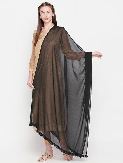 black chiffon dupatta - 20064079 - Very Small Image - 1