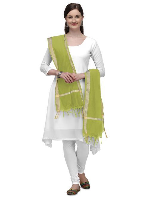 lime plain dupatta - 20064095 - Very Small Image - 1