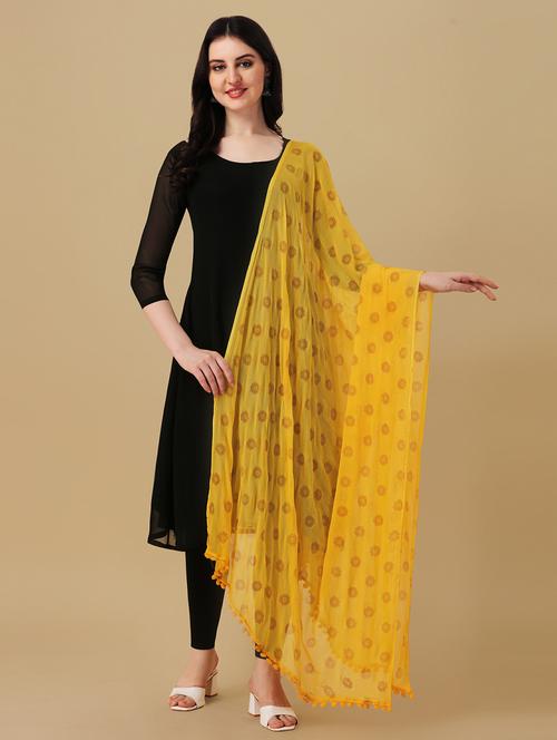 yellow floral printed dupatta - 20064178 - Very Small Image - 1