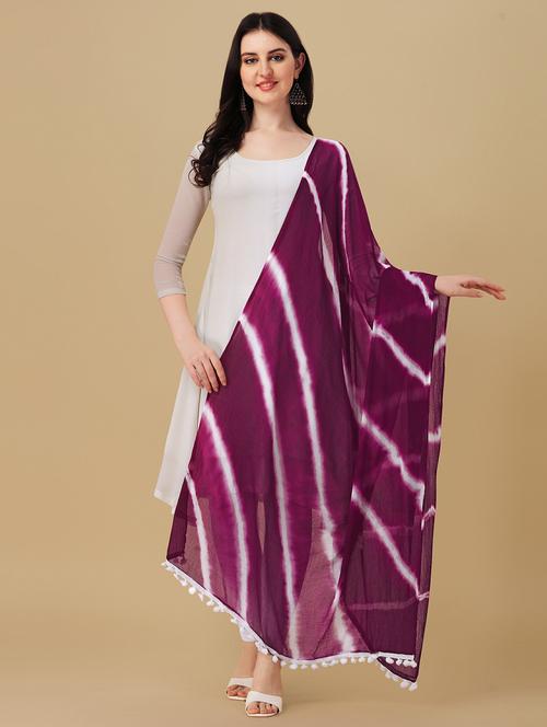 purple self design dupatta - 20064187 - Very Small Image - 1