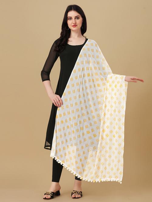 yellow floral printed dupatta - 20064190 - Very Small Image - 1