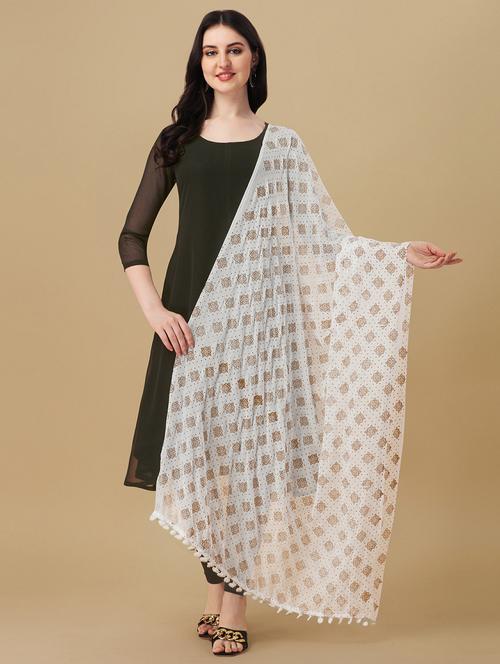 brown floral printed dupatta - 20064216 - Very Small Image - 1