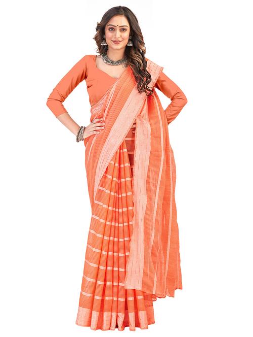 orange woven saree with blouse - 20064239 - Very Small Image - 1