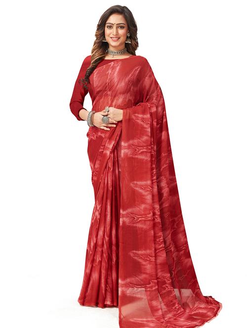 red printed saree with blouse - 20064266 - Very Small Image - 1