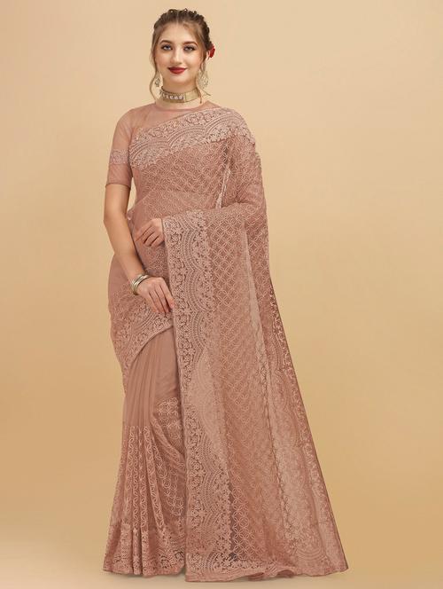 beige self design saree with blouse - 20064439 - Very Small Image - 1