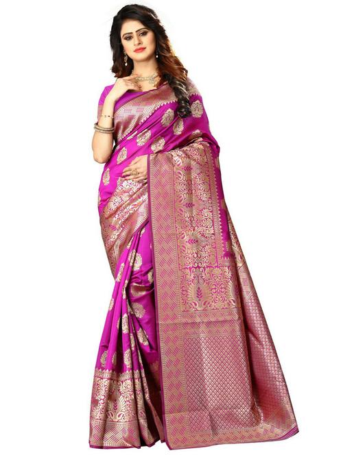 pink jacquard kanjivaram saree with blouse - 20064557 - Very Small Image - 1