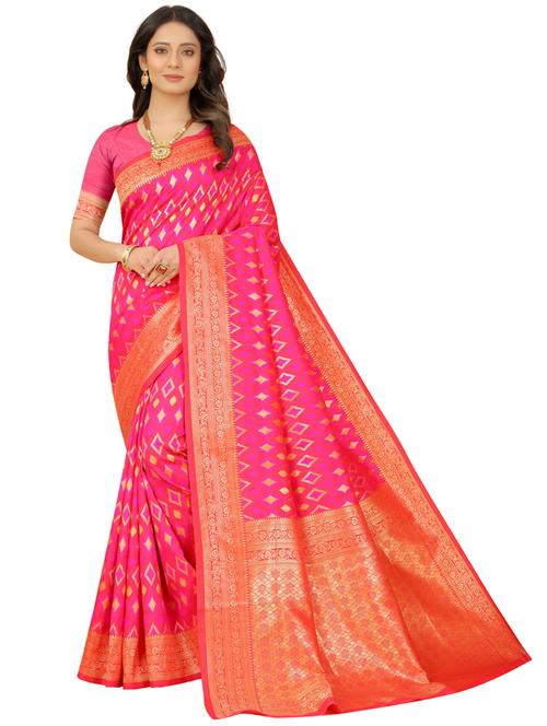 pink jacquard kanjivaram saree - 20064639 - Very Small Image - 1