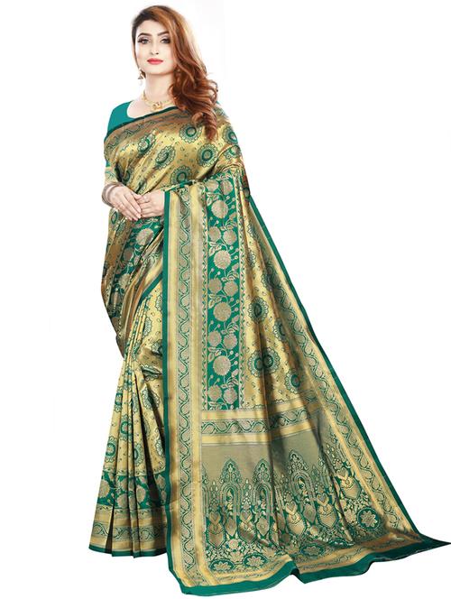 teal green kanjivaram saree - 20064799 - Very Small Image - 1