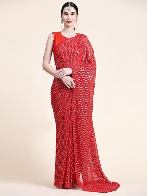 self design sequined saree - 20064882 - Very Small Image - 1