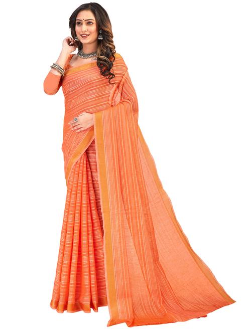 orange stripes saree with blouse - 20064962 - Very Small Image - 1