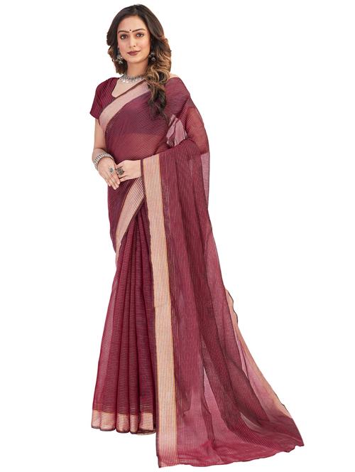 purple stripes woven saree with blouse - 20064982 - Very Small Image - 1